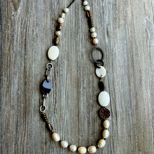 Silpada Sterling Silver, Pearl, Bronze and Wood Necklace